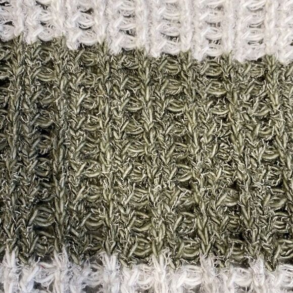 Pilcro Boxy Boat Neck Chenile‎ Oversized Chunky  Soft Cozy Sweater Green Cream M - Picture 6 of 10